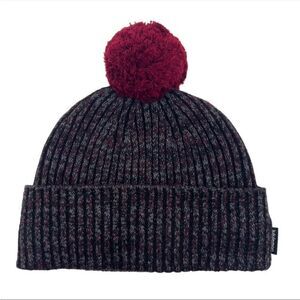 NWT New LULULEMON Textured Fleece Lined Knit Beanie Pom Pom Hat Gray Black Red
